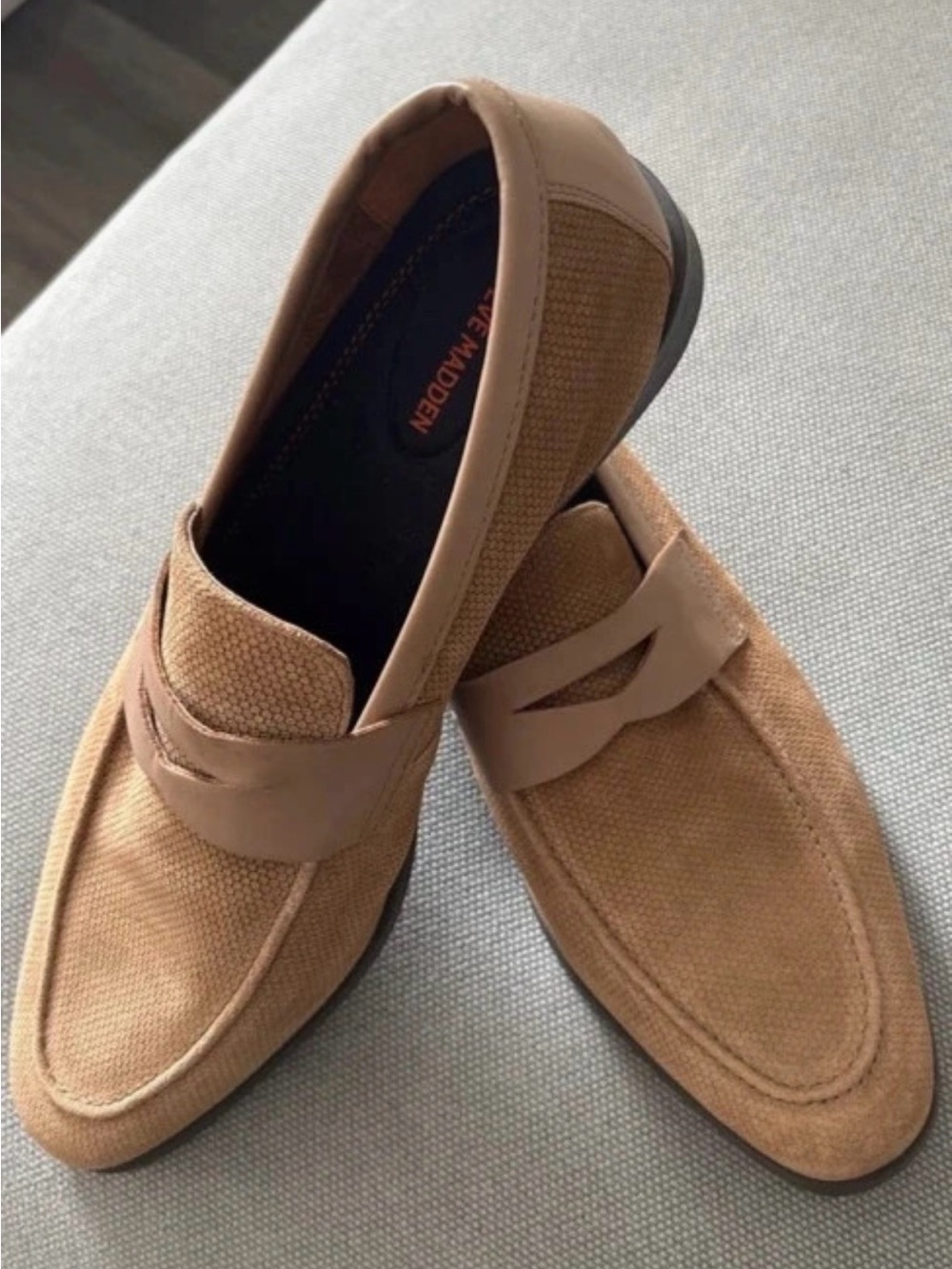 Steve Madden Brown Men's Slip-On leather suede Loafers - Classic Casual Style